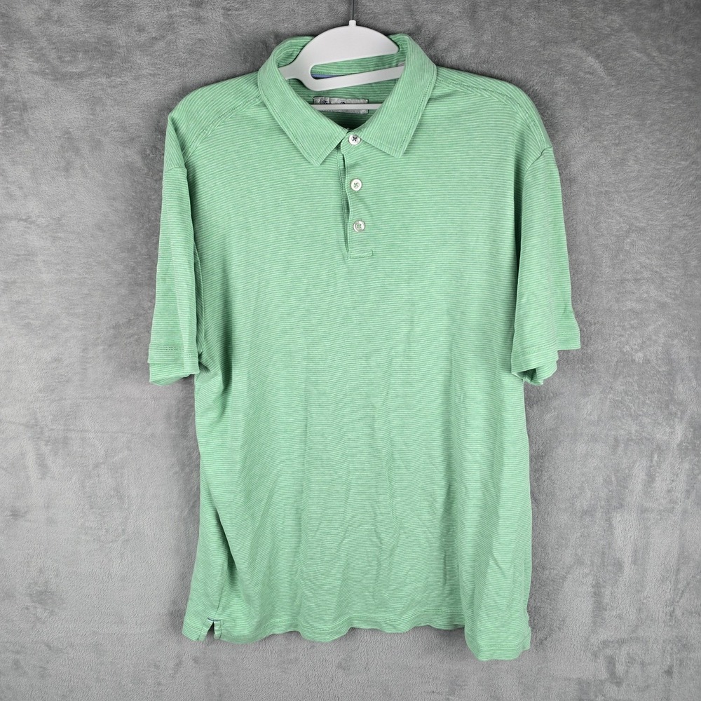 Tommy Bahama Men Green Short Sleeve Golf Polo Shirt Size Medium